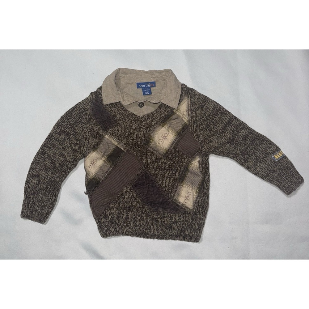 Naartjie Baby Boys Brown Cotton Long Sleeve Sweater 18-24 Months